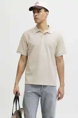 Wehkamp JACK & JONES ESSENTIALS regular polo met textuur beige aanbieding