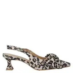 Wehkamp Babouche Jojo-2 suède leren slingback pumps met panterprint en strik beige/zwart aanbieding