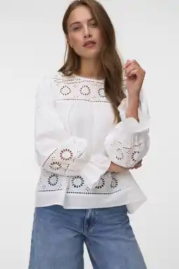 Wehkamp VERO MODA broderie top - wit aanbieding