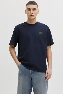 Wehkamp JACK & JONES relaxed T-shirt met textuur donkerblauw aanbieding