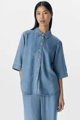 Wehkamp OBJECT blouse light blue denim aanbieding