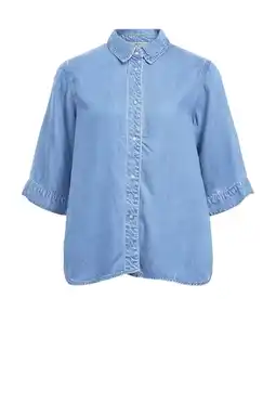 Wehkamp OBJECT blouse light blue denim aanbieding
