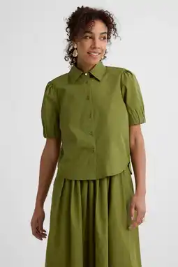 Wehkamp Ruby boxy poplin blouse olijfgroen aanbieding
