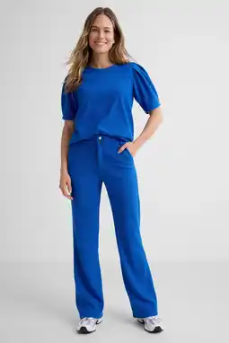 Wehkamp Geisha highwaist flared broek blauw aanbieding