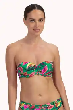 Wehkamp Cyell voorgevormde srapless bandeau bikinitop groen/multi aanbieding