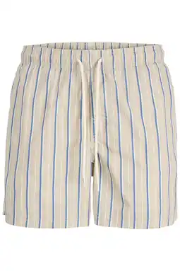 Wehkamp JACK & JONES PANTS STUDIO gestreepte zwemshort beige aanbieding