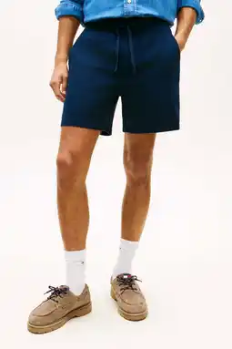 Wehkamp Tommy Jeans relaxed casual short met linnen donkerblauw aanbieding