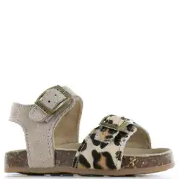 Wehkamp Shoesme leren sandalen met panterprint - taupe aanbieding
