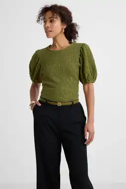 Wehkamp Ruby top met textuur olijfgroen aanbieding