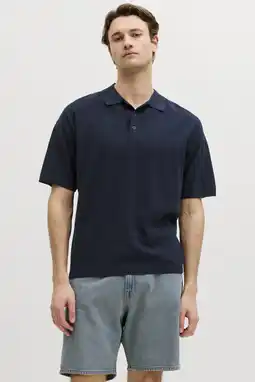 Wehkamp JJ REBEL relaxed polo gebreid donkerblauw aanbieding