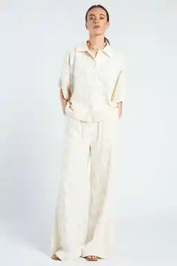 Wehkamp Spooq the label wide leg highwaist gebloemde broek ecru aanbieding