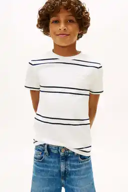 Wehkamp Tommy Hilfiger gestreepte T-shirt wit aanbieding