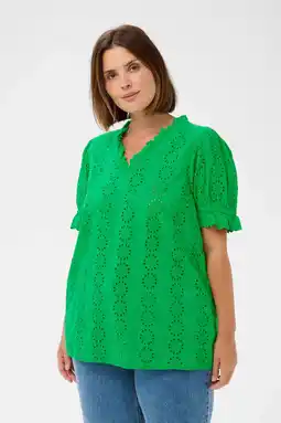 Wehkamp Kaffe Curve blousetop groen broderie aanbieding