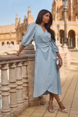 Wehkamp Freebird midi jurk met blad blauw aanbieding