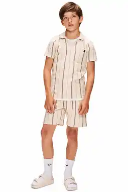 Wehkamp Retour Jeans regularwaist gestreepte casual short crème aanbieding