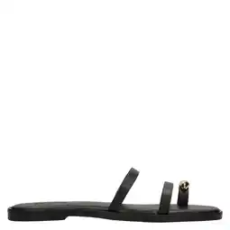 Wehkamp Sacha leren slippers zwart aanbieding