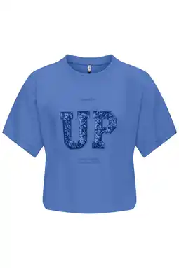 Wehkamp KIDS ONLY GIRL T-shirt met glitter marineblauw aanbieding