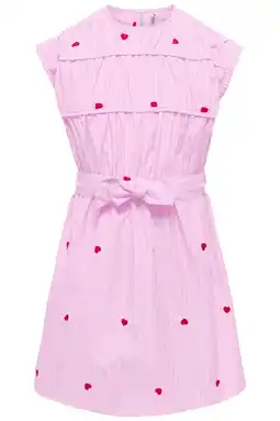 Wehkamp KIDS ONLY GIRL gestreepte korte jurk met hartjes roze aanbieding