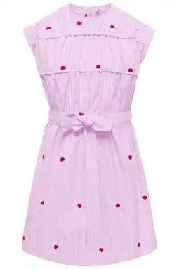 Wehkamp KIDS ONLY GIRL gestreepte korte jurk met hartjes roze aanbieding