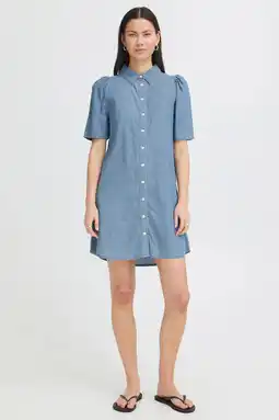 Wehkamp ICHI korte denim jurk - lichtblauw aanbieding