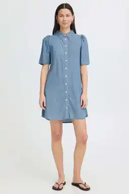 Wehkamp ICHI korte denim jurk - lichtblauw aanbieding