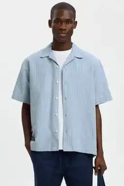 Wehkamp Selected relaxed gestreept casual overhemd met linnen blauw aanbieding