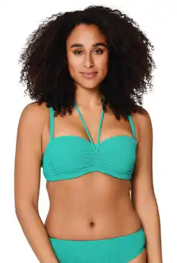Wehkamp LingaDore voorgevormde bandeau bikinitop met textuur groen aanbieding