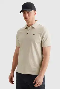 Wehkamp PME Legend regular polo met ingebreid patroon beige aanbieding