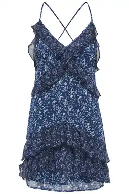 Wehkamp ONLY gebloemde jurk met ruches - blauw aanbieding