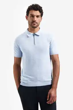 Wehkamp No Excess regular polo fijn gebreid lichtblauw aanbieding