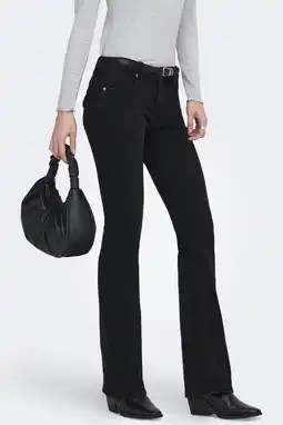 Wehkamp ONLY Onlcarrie Lw Back Pock Flared Dnm Box bootcut jeans black denim aanbieding