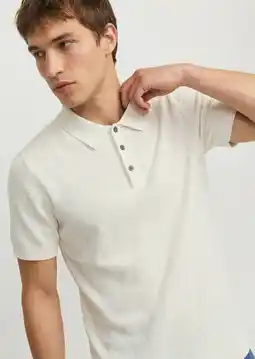 Wehkamp JACK & JONES PREMIUM regular polo ecru gebreid aanbieding