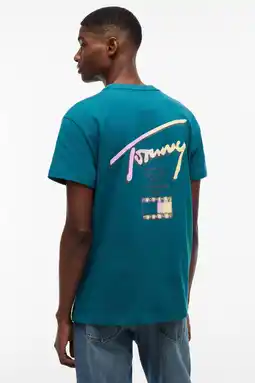 Wehkamp Tommy Jeans regular T-shirt met backprint petrol aanbieding