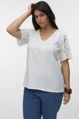 Wehkamp VERO MODA CURVE top broderie ecru aanbieding
