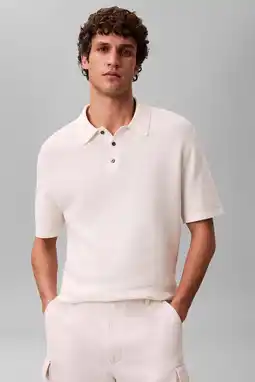 Wehkamp Calvin Klein regular polo ecru aanbieding