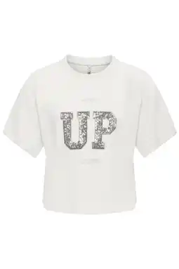 Wehkamp KIDS ONLY GIRL T-shirt met glitter wit aanbieding