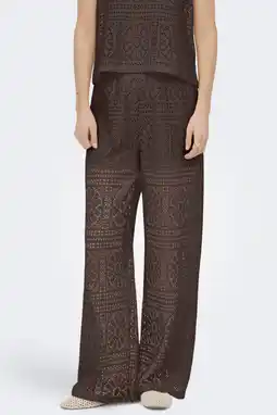 Wehkamp ONLY regularwaist gebloemde casual broek bruin broderie aanbieding