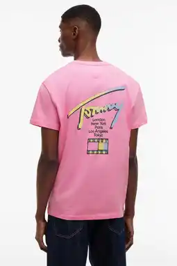Wehkamp Tommy Jeans regular T-shirt met backprint roze aanbieding