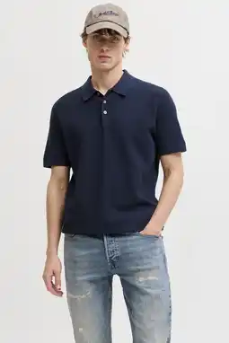 Wehkamp JACK & JONES PREMIUM regular polo donkerblauw gebreid aanbieding