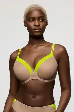 Wehkamp PrimaDonna Twist voorgevormde beugelbh Cools beige/neon groen aanbieding