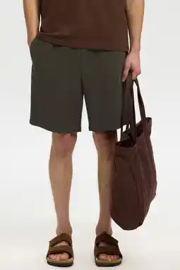 Wehkamp Selected linnen regular fit korte broek - donkerbruin aanbieding