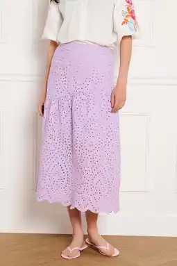 Wehkamp LOLALIZA broderie midi rok - lila aanbieding