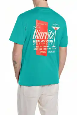 Wehkamp REPLAY regular T-shirt met backprint groen aanbieding