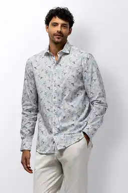 Wehkamp State of Art regular gebloemde casual overhemd lichtblauw aanbieding