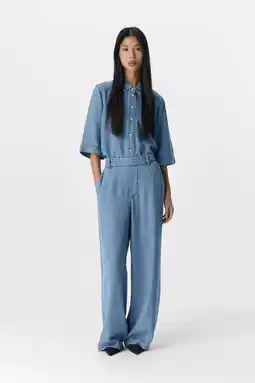 Wehkamp OBJECT wide leg casual broek blauw aanbieding