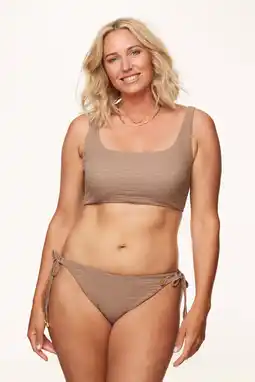 Wehkamp Annadiva Swim strik bikinibroekje Sparkling taupe aanbieding