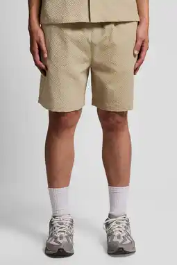 Wehkamp Lyle & Scott regular casual short met textuur lichtkaki aanbieding