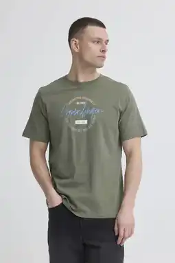 Wehkamp Blend regular T-shirt groen aanbieding