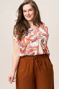 Wehkamp Miss Etam Plus rechtvallend blousetop met paisley - oranje aanbieding