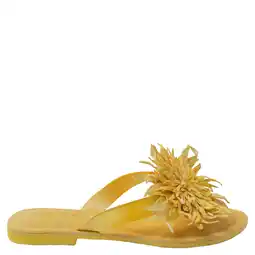 Wehkamp Lazamani leren teenslippers met 3d applicatie geel aanbieding